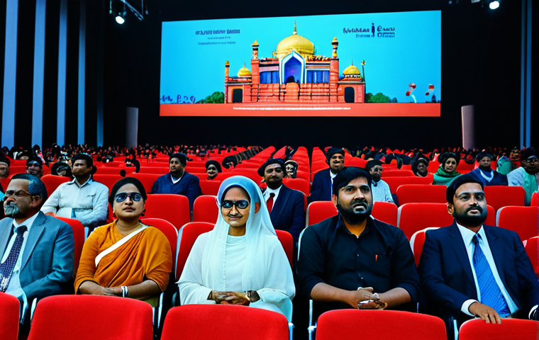 방글라데시의 주요 영화제 - **Image Prompt:** "A vibrant scene at the Dhaka International Film Festival, showcasing diverse atte...