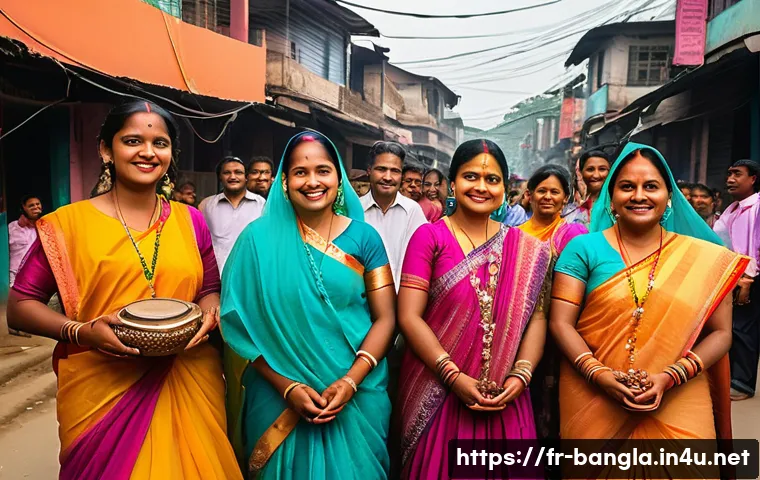 방글라데시의 종교 행사 - A vibrant street scene during Durga Puja in Sylhet, Bangladesh, showcasing elaborately decorated hou...