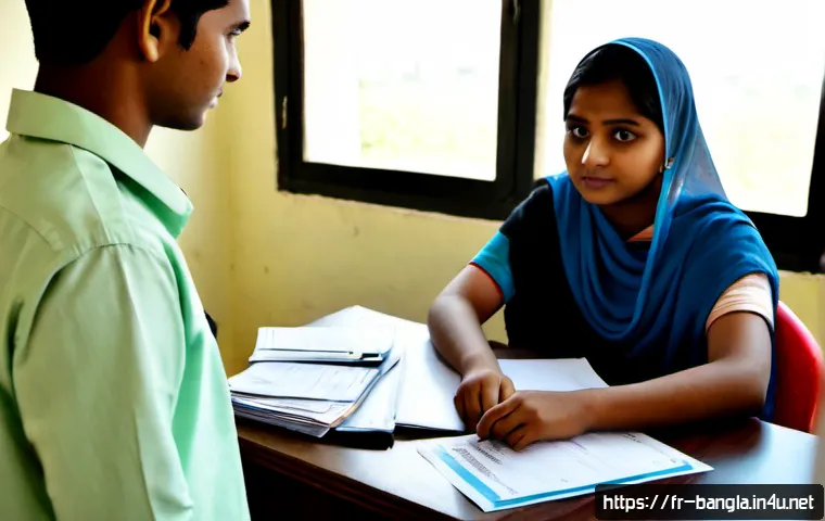 방글라데시 대학교 장학금 정보 - Photorealistic university scholarship consultation in Bangladesh, a Bangladeshi student wearing mode...